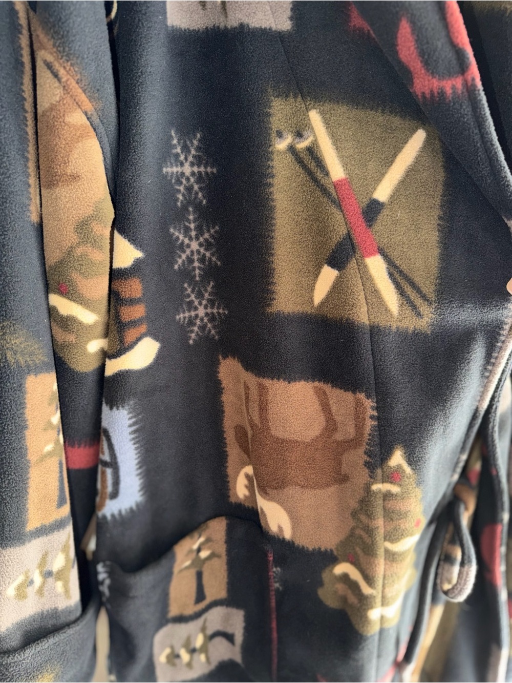 croft & barrow Black Multi-Color Printed Long Robe - Picture 3 of 7